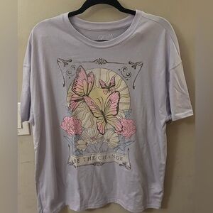 Lilac Butterfly oversized Graphic T-Shirt